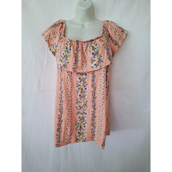 Old Navy Tops - Old Navy Floral sz L Peach women's flounce summer beach resort off shoulder top